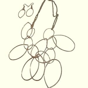 Statement‎ Necklace & Earrings Set - Abstract Circles, Modern Jewelry